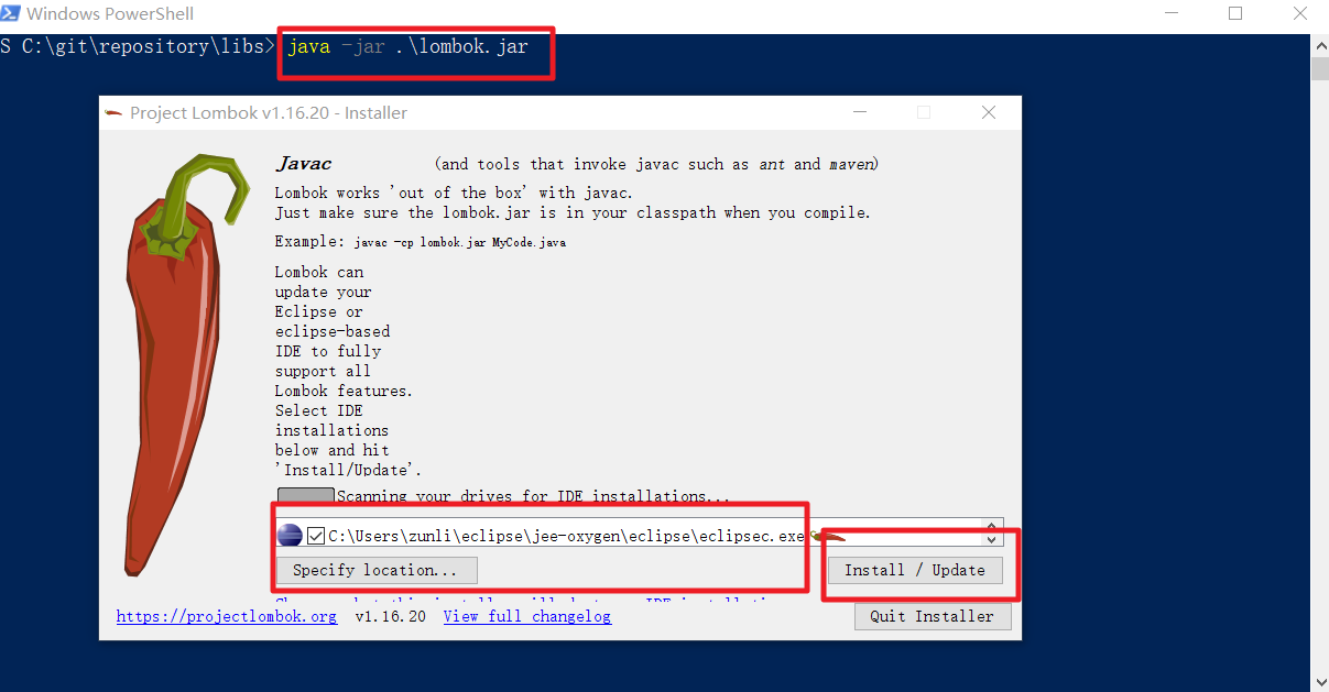 install lombok plugin for eclipse